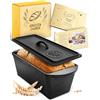 KRUSTENZAUBER Stampo in ghisa con coperchio - Stampo rettangolare robusto da 28 cm - ideale come pane e padella in ghisa, accessori da cucina