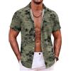 COOFANDY Camicia hawaiana da uomo, a maniche corte, estiva, con fiori, bottoni, da spiaggia, per vacanze, feste, tempo libero, Verde albero nero, M