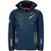 Geographical Norway GEO NORWAY ROYAUTE MEN - Giacca Softshell Impermeabile Da Uomo - Cappuccio Giubbotto Traspirante Calda - Giacca Tattico Antivento Invernale - Ideale Attività All'aperto MARINA/ARANCIONE - S