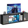 Bestier Mobile TV moderno per TV da 75/80 pollici,centro di intrattenimento a LED ante in acrilico e ripiano in vetro regolabile,console TV multimediale da 70,per soggiorno,fibra carbonio nera