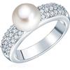 Valero Pearls Anello da Donna in Argento Sterling 925 con rodio con Perle coltivate d'acqua dolce bianco e Zircone bianco Taglia 14 60201417