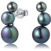 YAMI Orecchini a tre strati di perle nere, perle d'acqua dolce, 6-7 mm, argento sterling 925, orecchini ipoallergenici, regalo per donne per tutte le occasioni speciali.