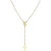 Bling Jewelry Delicate E Raffinato Rosario Con Medaglione Di Perle Bianche Simili Al Vero Perline Da Custode Angelo Croce Collana Per Donne Adolescenti Placcata In Oro 18K