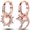 NARMO 925 Argento Sterling Orecchini Goccia Cubic Zirconia - Luna e Stella Sogno Catcher