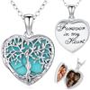 Friggem Collana con Foto Medaglione Cuore, Ciondolo Portafoto in Argento Sterling 925 Albero della Vita Collane Portafoto Idee Regalo per Mamma Donna Ragazza