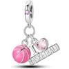NARMO Charm per Pandora Bracciale 925 Argento Sterling Rosa Basket Dangle Charm per le Donne Ragazze