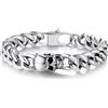 Bandmax Bracciale Rock Uomo con Teschio, 23 cm Lunga Acciaio Inox, Stile Argento, Catena Gioielli, Idee Regalo per Lui Ragazzo Fidanzato Papà