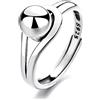 IMINI Ball Statement - Anello aperto in vero argento Sterling 925, minimalista, regolabile, delicato e alla moda, anello di fidanzamento per donne, ragazze, fidanzata, moglie, mamma, regalo di