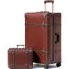 Urecity Set di 4 valigie da viaggio vintage in pelle, leggere, stile retrò, con lucchetto TSA e 8 ruote (S-M-L-XL), marrone caramello, S(14)+M(20), Stile vintage