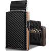 MYSHION Portafoglio Pop-Up da Uomo con Tasca per Monete, Portafoglio Trifold con Finestra ID, Porta Carte RFID Intelligente con 6 Scomparti per Fino a 11 Carte (Arancione Carbon)