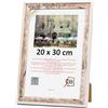 3-B - Cornice portafoto modello Salo Duo in stile rustico con venature del legno visibili, colore bianco vintage - 20 x 30 cm - con vetro acrilico