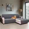 BellaHills Copridivano 2 Posti con Penisola a Destra - Angolare Impermeabile Antiscivolo Antimacchia Antigraffio, Seduta 205 cm, Grigio