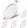 Sweier Faretti LED da Incasso per Cartongesso 220V, 7W 600LM Faretti da Incasso Soffitto 3000K bianco caldo, IP44 Faretto Incasso Cartongesso Bagno, Alluminio, Foro Ø90-100mm, Set di 5