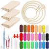 Woohome Punch Needle Kit, Kit per Ricamo con Ago da Punzonatura, Punch Needle Panno, Filato di Colore e Punch Needle Strumenti per Adulti, Principianti (18 Pz Kit di Avviamento)