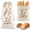 Fulushouxi 3 Pz Sacchetto Pane Salvafreschezza, Sacchetti per Pane in Lino Riutilizzabili, Sac a Pain, Porta Panes con coulisse per conservare frutta, verdura e panes (40 x 30 cm)