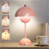 Afenau Flowerpot - Lampada a forma di fungo, senza fili con 3 colori chiari, touch screen, ricarica USB, lampada da tavolo Flowerpot per camera da letto, ufficio, bar (rosa)