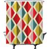 Ulticool Tenda da doccia - colorato retrò vintage figure di diamanti - 180 x 200 cm - lavabile - anti muffa - con 12 anelli - rosso giallo blu