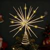 TZQFROCE Puntale per albero di Natale con 20 LED, puntale a stella con ornamento natalizio, puntale a stella per albero di Natale per decorazione interna (Oro)