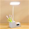 Nzkeuf Lampada da Scrivania a LED Bambina, Lampada da Tavolo Ricaricabile USB, Luce da Lettura con Interruttore Touch e Portapenne per Studiare e Leggere, 3 Modalità di Illuminazione e 3 Luminosità