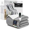 Get Trend Coperta Elettrica 130x160 cm, Plaid Riscaldante in Pile Sherpa, 9 Livelli, Timer 12 Ore, Spegnimento Automatico, Idea Regalo Cosy (Grigio Chiaro, Plaid EU)