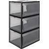 Yorbay Set da 3 Pezzi Scatola per Scarpe Fino a Taglia 48, Portascarpe Pieghevole Trasparente Impilabile Rimovibili, Home Organizer per Uomo/Donna, 37 x 26 x 20cm Nero