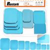 Rustark 48 strisce magnetiche rettangolari in metallo, 8 misure, con retro adesivo, per luci a LED e armadietti, colore blu