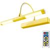 BIGLIGHT Lampada per Quadri,Luci Specchio con Telecomando,batteria Luci a Pittura Parete con 33 cm braccio oscillante a 180¡ã dimmer di luminosit¨¤ per Lampada da Specchio Bagno,oro