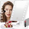 SQUADO Specchio da Trucco con Luce LED da Tavolo, Quadrangolare, Illuminato, per Bagno, Camera da Letto, Cura della Pelle e Trucco Dettagliato, girevole