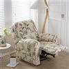 Highdi Copripoltrona Relax Reclinabile Completo 4-Pezzo, Copripoltrona 1 Posto Stampa Floreale Elasticizzato con Tasche, Morbido, Antiscivolo, Facile da Installare e Lavare (Classico Beige)