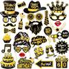 Lekabee Photo Booth Compleanno 60 anni, 30 Pezzi Foto Props per Feste e Compleanni con Nero Oro, Spiritosi Fai da Te Gadget 60 anni Ragazza Ragazzo per Invitati (60th)