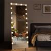 CASSILANDO Specchio a figura intera con luci, 160 x 50 cm, specchio da terra Hollywood e da parete con luce, grande specchio da toeletta per camera da letto, 3 modalità di colore (bianco)