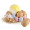 com-four® Set di uova di Pasqua da appendere da 11 pezzi - decorazioni colorate da appendere in 3 dimensioni per Pasqua - decorazione di uova con piume e paglia (11 pezzi - giallo/rosa/blu/beige)