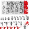 Nadisean 134 Pezzi Set di Ingrassatori, Grasso Raccordo Assortimento M1/8 M1/4 M6 M8 M10, Ingrassatori Testine in Dritto e Angolato 45 °90 °180 °, con Coperchio Rosso, per Attrezzature Meccaniche