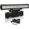 Willpower Barra LED Fuoristrada 58cm + Portatarga Auto 37CM + Cablaggio 12V | Barra Luci Led 480W, 6000K Bianco, IP67, Paraurti Anteriore Bull Bar Supporto, per Barca 4x4 Trattore Camion Quad Offroad ATV