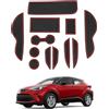 SHAOHAO tappetini Compatibile con Toyota C-HR 2024 2025 2026 Anti-polvere antiscivolo Supporto tazza interno Tappetini tappetini in gomma console centrale antiscivolo accessori Toyota chr Rosso