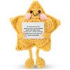 TOYMIS Stella Positiva, Bambola a Forma Stella Ispiratrice Fatta a Mano All'Uncinetto con Gambe Lunghe Divertente Bambola Emozionale Lavorata Maglia Regalo Positivo per Amici Dipendenti Colleghi