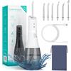 Sanpintech Idropulsore Dentale Portatile,400ml Irrigatore Orale Professionale 5 Modalità 6 ugelli intercambiabili,USB Ricaricabile,IPX7 Impermeabile,Adatto a viaggio e a casa (Bianco-1)