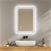 EMKE Specchio da bagno con illuminazione, 50 x 70 cm, con rivestimento anti-appannamento, bianco freddo, dimmerabile, touch, funzione di memoria, spegnimento automatico IP44, risparmio energetico