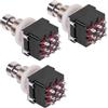 LKRXW 3 Pezzi 3PDT 9Pin Interruttore per Pedale Effetti Chitarra Stomp True Bypass Commutatore Interruttore a Pulsante Bloccaggio Effetto Pedale Switch Nero AC 250V/3A 125V/6A