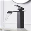 XWIHTR Rubinetto a cascata per bagno, rubinetto per lavabo a una maniglia, risparmio idrico, rubinetto per lavabo; bocca calda e fredda, rubinetto per bagno in ottone in acciaio inox (nero)