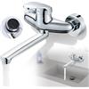 GBKDQQ Rubinetto da parete, girevole a 360°, rubinetto da cucina, rubinetto da parete, miscelatore da cucina per montaggio a parete, miscelatore monocomando freddo e caldo per lavello, rubinetto da cucina