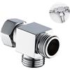 HsentimenH Valvola Deviatrice G1/2" a 3 Vie T Adattatore Doccia Rubinetto 3 Vie Deviatore Doccia Rubinetto Ottone Valvola Deviatrice Valvola Deviatore Rubinetto per WC Bagno Lavello da Cucina, Cromato Lucido
