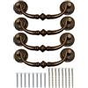 TopHomer - 4 maniglie per cassetti vintage, tirapomolo antico, anello con viti, kit universale, pomelli per porta da 14 cm, per camera da letto, bagno, cucina, armadio, guardaroba [ottone]