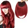 SEGO Frangia Clip Capelli Frangetta Finta Frontale Extension Clips Hair Bang Fascia Unica Corta Fringe Lisci Posticci Donna 30g #M130M Rosso Scuro