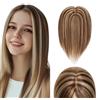 Elailite Hair Topper Donna Capelli Veri Clip Lace in #4P27 Marrone Cioccolato/Biondo Scuro 15cm 27g Protesi Toupet Toupee 10cm*12cm