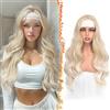 BARSDAR Body Wave Headband Parrucche, Sintetici Lungo Ondulato Biondo Headband Parrucca per Donne 66cm Wear and Go Sciolto Body Ondulato Parrucca Spesse Aspetto Naturale Easy Wear Parrucche