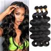 URBeauty Body Wave Human Hair Bundles 12A Raw Human Hair Extensions Quick Weave Bundles 100% Unprocessed Virgin Real Hair Natural Black (22 24 26 inches)