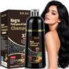 BLSFXROE Shampoo Tinta per Capelli Nero 3 in 1, Shampoo Colorante Nero per Capelli, Shampoo per Capelli Istantaneo Colorante Tinta per Uomo e Donna (500ml Nero)