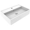 ERCOS Lavabo D'Appoggio In Ceramica Rettangolare , Lavabo Bagno Colore Bianco Lucido Con Troppopieno Integrato, Dimensioni 560X380 MM