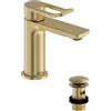 Bristan Saffron Eco Start - Miscelatore per lavabo piccolo, con scarico a scatto, rubinetto da bagno a incasso, finitura in ottone spazzolato